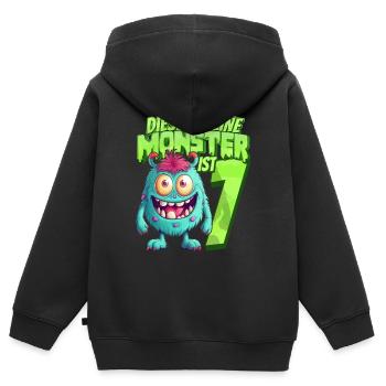 Dieses kleine Monster ist 7 - sieben Jahre - 7. - Kinder Premium Organic Zip Hoodie - Schwarz - Hinten - AI Model Kid Male (0cm)