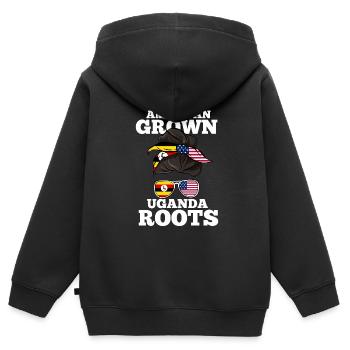 Uganda - Kids Premium Organic Zip-up Hoodie - black - Back - AI Model Kid Male (0cm)
