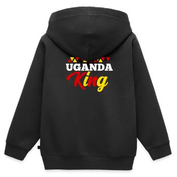 Uganda - Kids Premium Organic Zip-up Hoodie - black - Back - AI Model Kid Male (0cm)