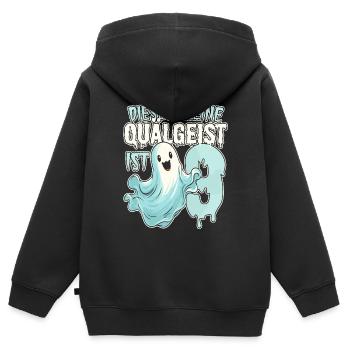 Dieser kleine Quälgeist ist 9 - neun Jahre - 9. - Kinder Premium Organic Zip Hoodie - Schwarz - Hinten - AI Model Kid Male (0cm)