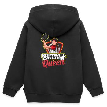 Softball - Kinder Premium Organic Zip Hoodie - Schwarz - Hinten - AI Model Kid Male (0cm)
