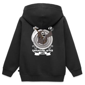 Lustiger Gruseliger Sensenmann, Toter - Kinder Premium Organic Zip Hoodie - Schwarz - Hinten - AI Model Kid Male (0cm)