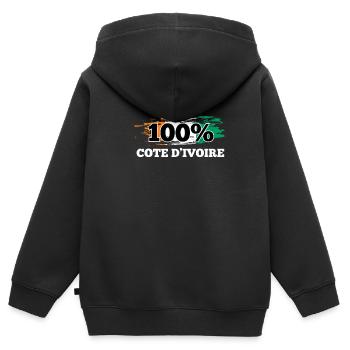 Côte d’Ivoire - Sweat Premium à capuche zippé enfant bio - noir - Dos - AI Model Kid Male (0cm)