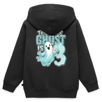 This little pest is 3 - three years - 3. - Kids Premium Organic Zip-up Hoodie - black - Back - AI Model Kid Male (0cm)