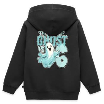 Ce petit ravageur a 6 ans à six ans et 6. - Sweat Premium à capuche zippé enfant bio - noir - Dos - AI Model Kid Male (0cm)