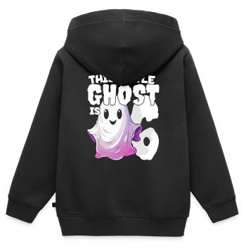 Ce petit ravageur a 6 ans à six ans et 6. - Sweat Premium à capuche zippé enfant bio - noir - Dos - AI Model Kid Male (0cm)