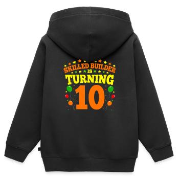 10th birthday Boy Brick Builder 10 Years Old Gifts - Kinder Premium Organic Zip Hoodie - Schwarz - Hinten - AI Model Kid Male (0cm)