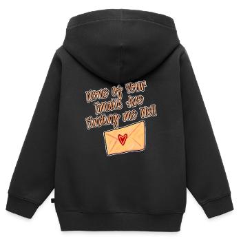 Aucun de vos e-mails ne me trouve bien 2 - Sweat Premium à capuche zippé enfant bio - noir - Dos - AI Model Kid Male (0cm)