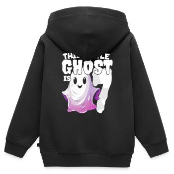 Ce petit ravageur a 7 - sept ans - 7. - Sweat Premium à capuche zippé enfant bio - noir - Dos - AI Model Kid Male (0cm)