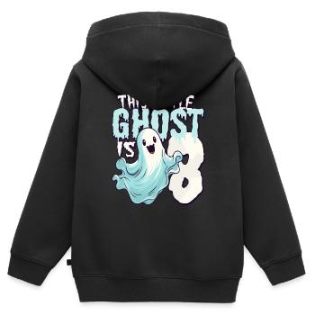 Dieser kleine Quälgeist ist 8 - acht Jahre - 8. - Kinder Premium Organic Zip Hoodie - Schwarz - Hinten - AI Model Kid Male (0cm)