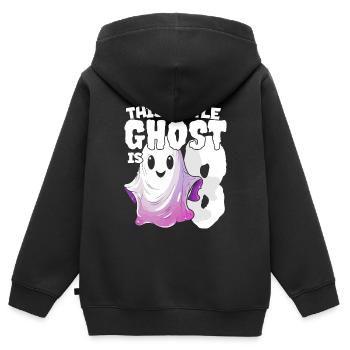 Dieser kleine Quälgeist ist 8 - acht Jahre - 8. - Kinder Premium Organic Zip Hoodie - Schwarz - Hinten - AI Model Kid Male (0cm)
