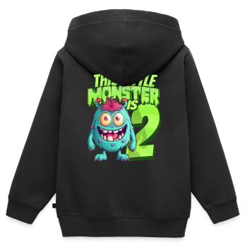 Dieses kleine Monster ist 2 - zwei Jahre - 2. - Kinder Premium Organic Zip Hoodie - Schwarz - Hinten - AI Model Kid Male (0cm)