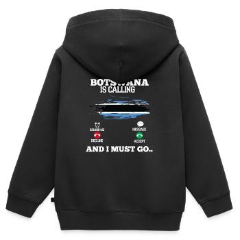 Botswana - Kinder Premium Organic Zip Hoodie - Schwarz - Hinten - AI Model Kid Male (0cm)