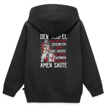 Der Teufel hat mich gesehen Tempelritter Kreuzzug - Kinder Premium Organic Zip Hoodie - Schwarz - Hinten - AI Model Kid Male (0cm)