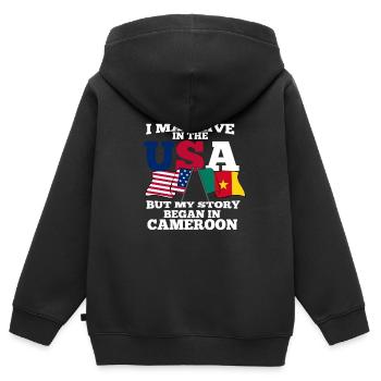 Kamerun - Kinder Premium Organic Zip Hoodie - Schwarz - Hinten - AI Model Kid Male (0cm)
