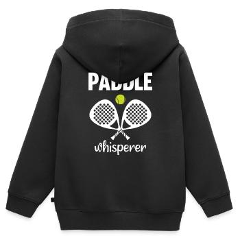 Paddle Whisperer Paddle Tennis - Sweat Premium à capuche zippé enfant bio - noir - Dos - AI Model Kid Male (0cm)