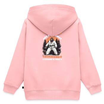 Taekwondo-Kämpfer Berühre mich für die Lektion - Kinder Premium Organic Zip Hoodie - Rosa - Hinten - AI Model Kid Female (0cm)