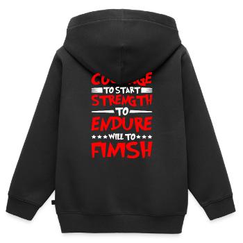 Courage To Start, Strength Endure, Will To Finish6 - Kinder Premium Organic Zip Hoodie - Schwarz - Hinten - AI Model Kid Male (0cm)