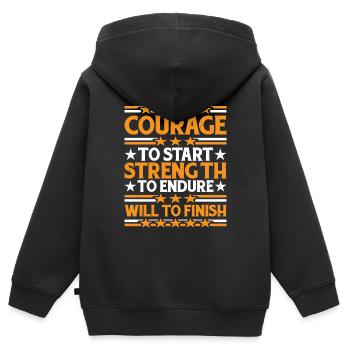 Courage To Start, Strength Endure, Will To Finish7 - Kinder Premium Organic Zip Hoodie - Schwarz - Hinten - AI Model Kid Male (0cm)