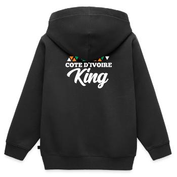 Côte d’Ivoire - Sweat Premium à capuche zippé enfant bio - noir - Dos - AI Model Kid Male (0cm)