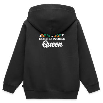 Côte d’Ivoire - Sweat Premium à capuche zippé enfant bio - noir - Dos - AI Model Kid Male (0cm)