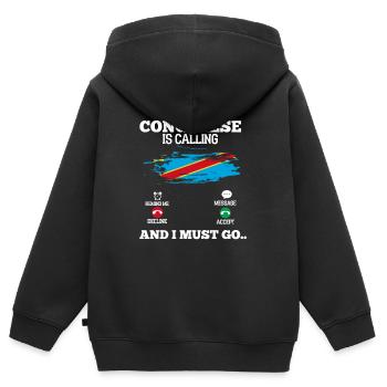 Congo - Sweat Premium à capuche zippé enfant bio - noir - Dos - AI Model Kid Male (0cm)
