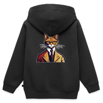 Chemise Chat Chat Cadeau Idée Mastic - Sweat Premium à capuche zippé enfant bio - noir - Dos - AI Model Kid Male (0cm)