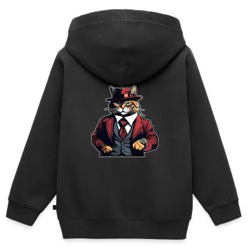Chemise Chat Chat Cadeau Idée Mastic - Sweat Premium à capuche zippé enfant bio - noir - Dos - AI Model Kid Male (0cm)