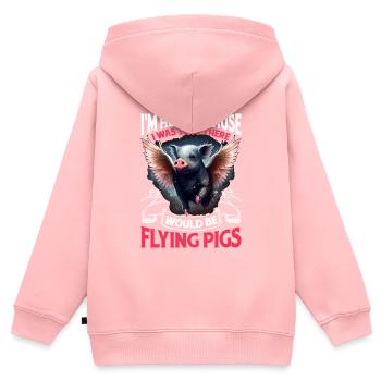 On m’a dit qu’il y aurait des cochons volants 2157 - Sweat Premium à capuche zippé enfant bio - rose - Dos - AI Model Kid Female (0cm)