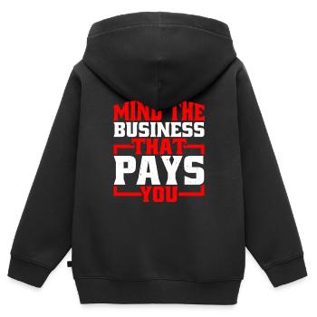 Mind The Business That Pays You 35 - Kinder Premium Organic Zip Hoodie - Schwarz - Hinten - AI Model Kid Male (0cm)
