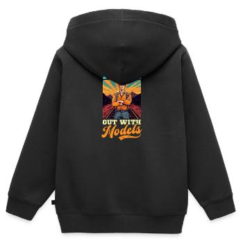 Modélisme ferroviaire avec des mannequins - Sweat Premium à capuche zippé enfant bio - noir - Dos - AI Model Kid Male (0cm)