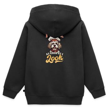 Kochmesser Ich koche so gut, wie ich aussehe - Kinder Premium Organic Zip Hoodie - Schwarz - Hinten - AI Model Kid Male (0cm)