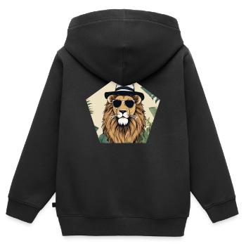 Mister Lion - Kinder Premium Organic Zip Hoodie - Schwarz - Hinten - AI Model Kid Male (0cm)