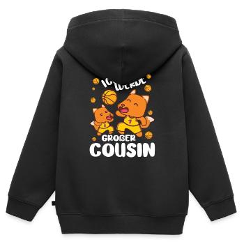 Füchse bald Großer Cousin Ich Werde Großer Cousin - Kinder Premium Organic Zip Hoodie - Schwarz - Hinten - AI Model Kid Male (0cm)