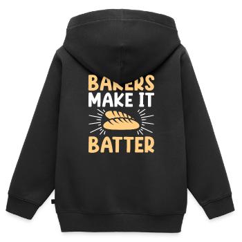 Boulangerie Boulangerie Pâtisserie Confiserie Boulanger Confiserie - Sweat Premium à capuche zippé enfant bio - noir - Dos - AI Model Kid Male (0cm)