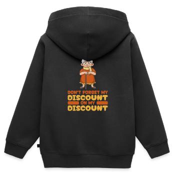 Pension de retraité drôle N’oubliez pas ma réduction - Sweat Premium à capuche zippé enfant bio - noir - Dos - AI Model Kid Male (0cm)