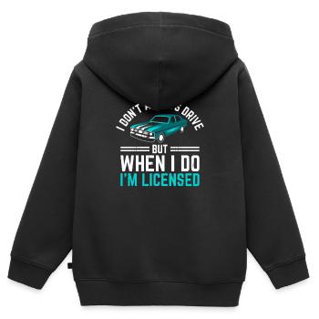 Permis de conduire passé Nouveau permis de conduire S - Sweat Premium à capuche zippé enfant bio - noir - Dos - AI Model Kid Male (0cm)
