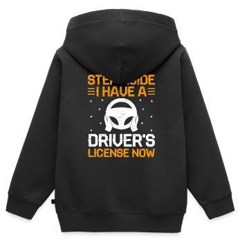 Permis de conduire passé Nouveau permis de conduire S - Sweat Premium à capuche zippé enfant bio - noir - Dos - AI Model Kid Male (0cm)