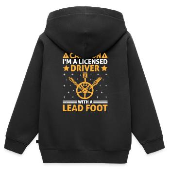 Permis de conduire passé Nouveau permis de conduire S - Sweat Premium à capuche zippé enfant bio - noir - Dos - AI Model Kid Male (0cm)