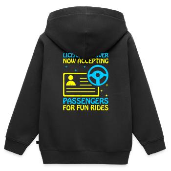 Permis de conduire passé Nouveau permis de conduire S - Sweat Premium à capuche zippé enfant bio - noir - Dos - AI Model Kid Male (0cm)