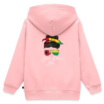 Guinée-Bissau - Sweat Premium à capuche zippé enfant bio - rose - Dos - AI Model Kid Female (0cm)