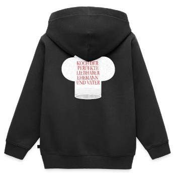 Koch Mütze - Kinder Premium Organic Zip Hoodie - Schwarz - Hinten - AI Model Kid Male (0cm)