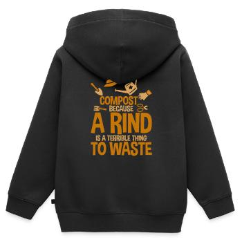 Compost Une écorce est une chose terrible à gaspiller 2 - Sweat Premium à capuche zippé enfant bio - noir - Dos - AI Model Kid Male (0cm)