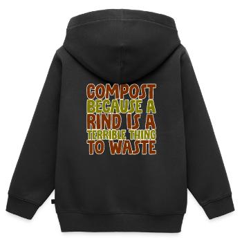 Compost Une croûte est une chose terrible à gaspiller - Sweat Premium à capuche zippé enfant bio - noir - Dos - AI Model Kid Male (0cm)