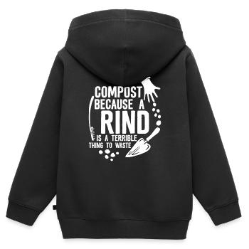 Compost Une croûte est une chose terrible à gaspiller 4 - Sweat Premium à capuche zippé enfant bio - noir - Dos - AI Model Kid Male (0cm)