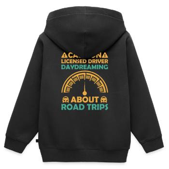 Permis de conduire passé Nouveau permis de conduire S - Sweat Premium à capuche zippé enfant bio - noir - Dos - AI Model Kid Male (0cm)