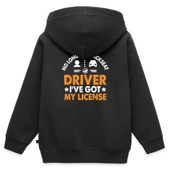Permis de conduire passé Nouveau permis de conduire S - Sweat Premium à capuche zippé enfant bio - noir - Dos - AI Model Kid Male (0cm)
