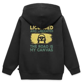 Permis de conduire passé Nouveau permis de conduire S - Sweat Premium à capuche zippé enfant bio - noir - Dos - AI Model Kid Male (0cm)