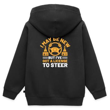 Permis de conduire passé Nouveau permis de conduire S - Sweat Premium à capuche zippé enfant bio - noir - Dos - AI Model Kid Male (0cm)