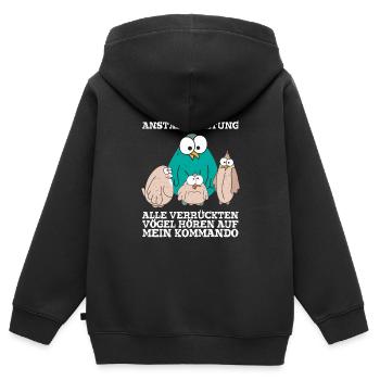 Anstaltleitung Alle Vögel Hören Auf Mein Kommando - Kinder Premium Organic Zip Hoodie - Schwarz - Hinten - AI Model Kid Male (0cm)